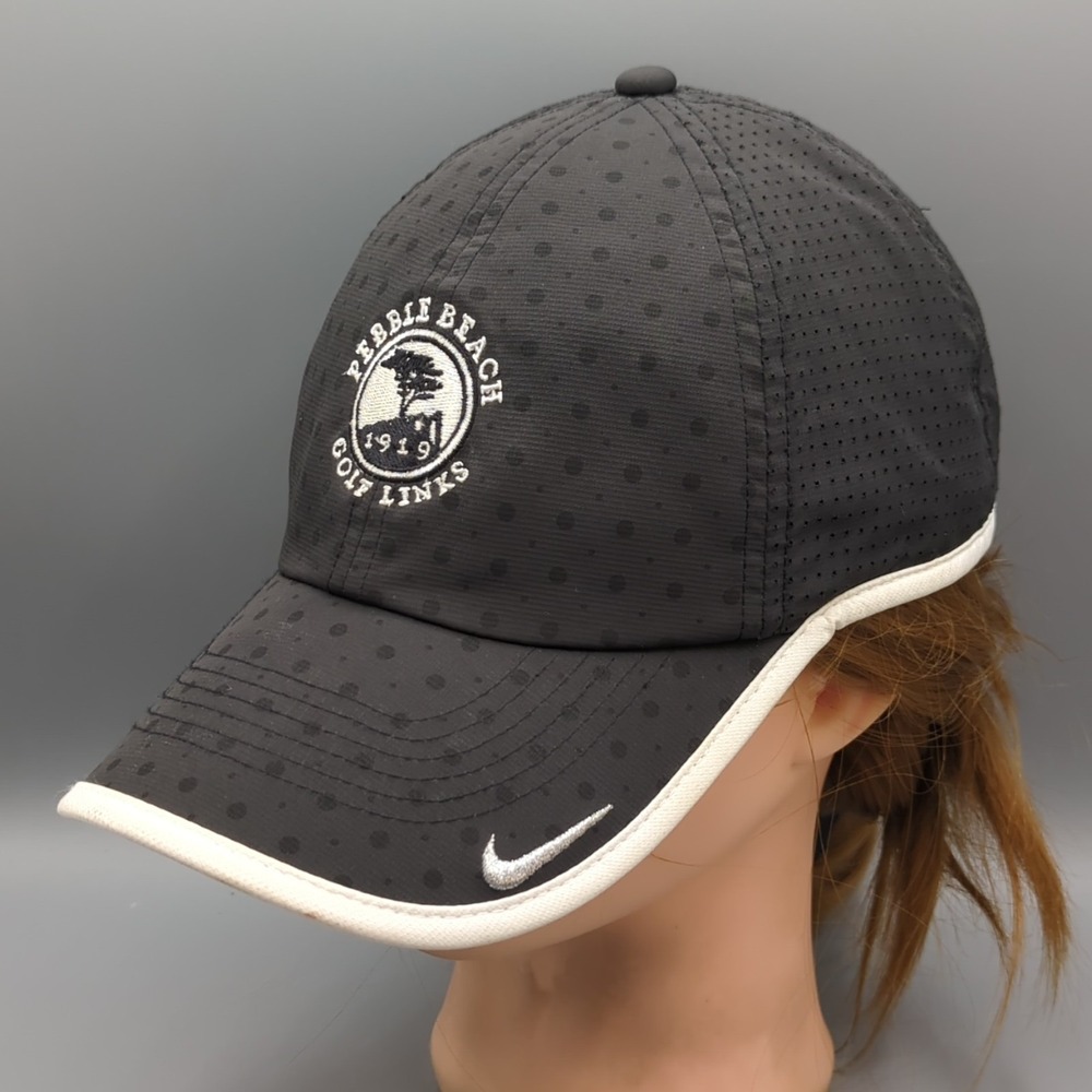 Pebble Beach Golf Links Hat Nike Cap Black Polka Dots Strapback OSFM